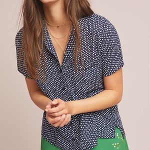 Anthropologie Cloth & Stone Dana Polka Dots Button Top XS